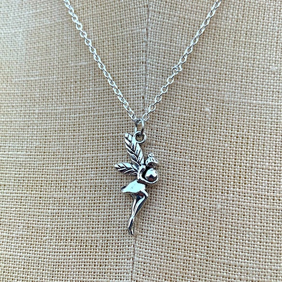 Hand Crafted Jewelry - NWT Sterling Silver Plated Chain & Alloy Fairy Charm Necklace